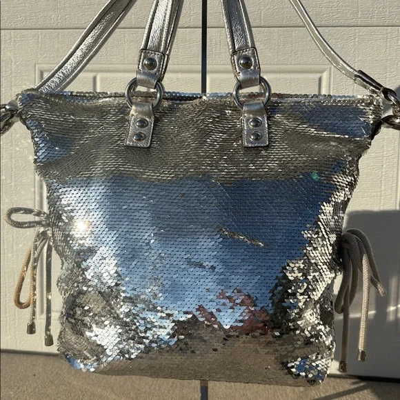 Coach Poppy silver Sequins Spotlight Handbag bag charm RARE Limited Edition Y2K